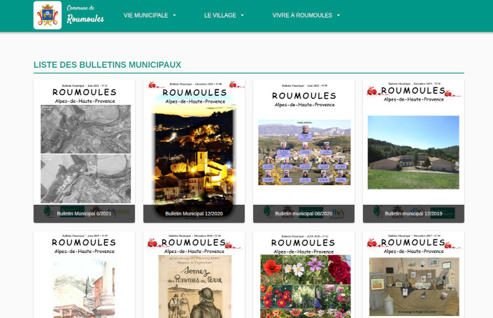 Copie d'écran d'une page du site de la commune de Roumoules